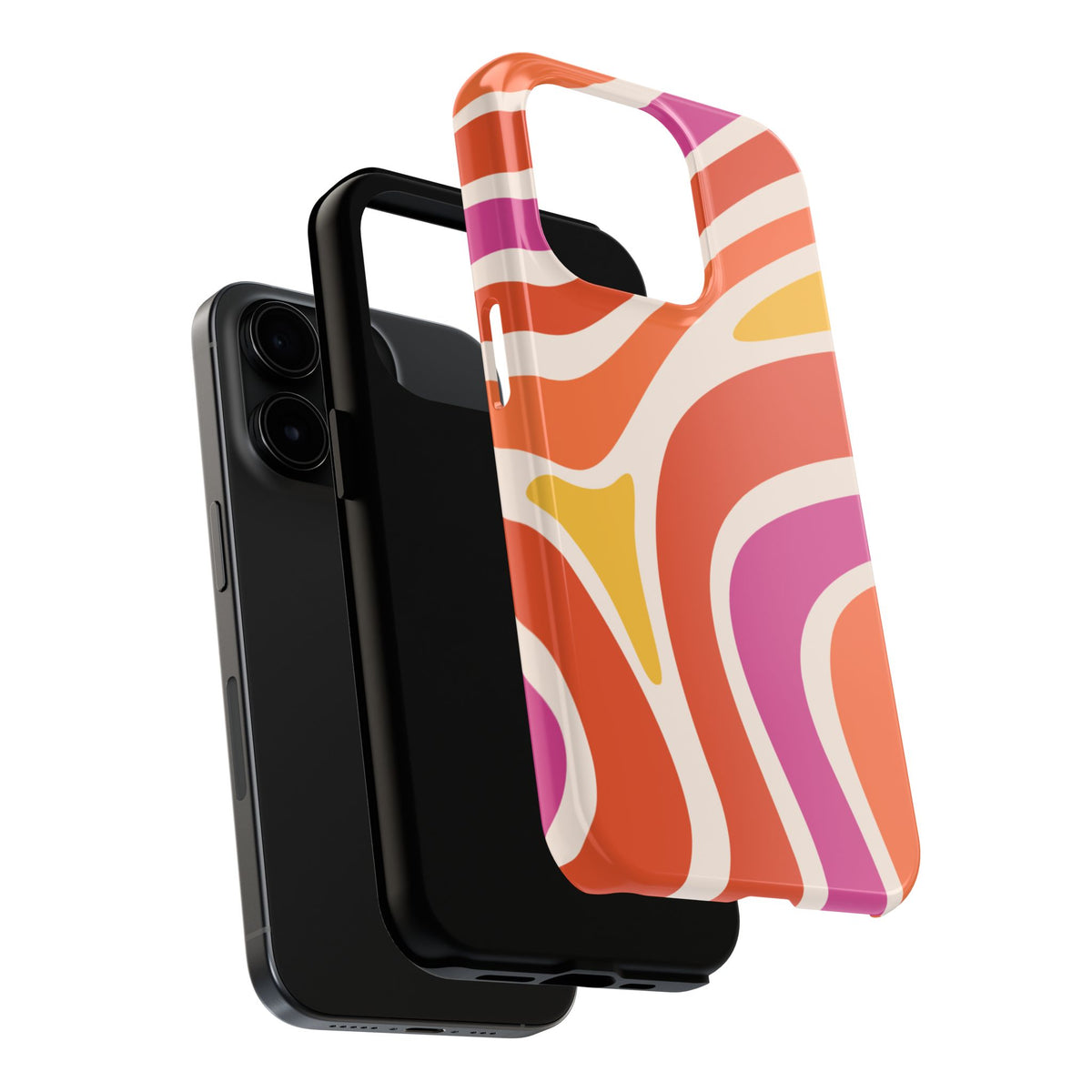 Retro Wave Tough Phone Case – Bright Abstract Orange, Pink & Yellow Protection
