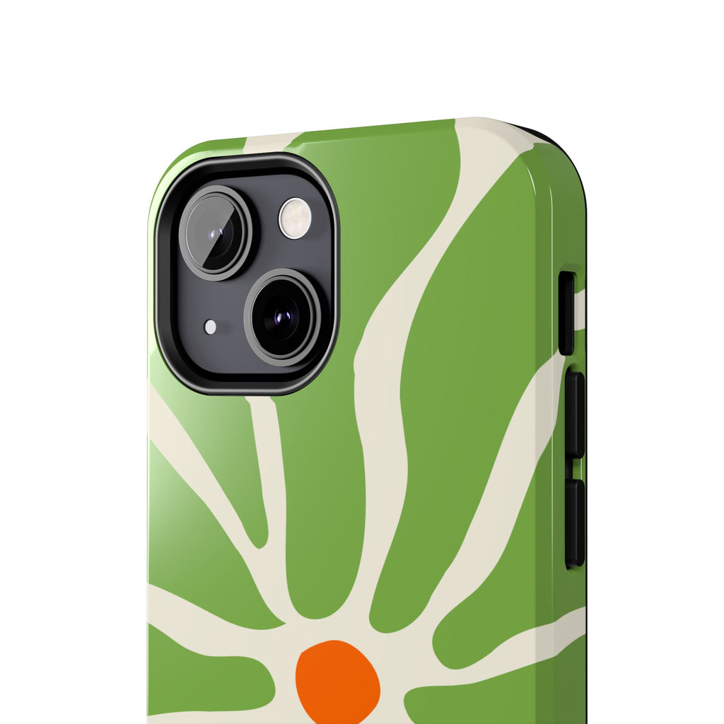 Green Daisy Tough Phone Case — Floral Protective Phone Cover