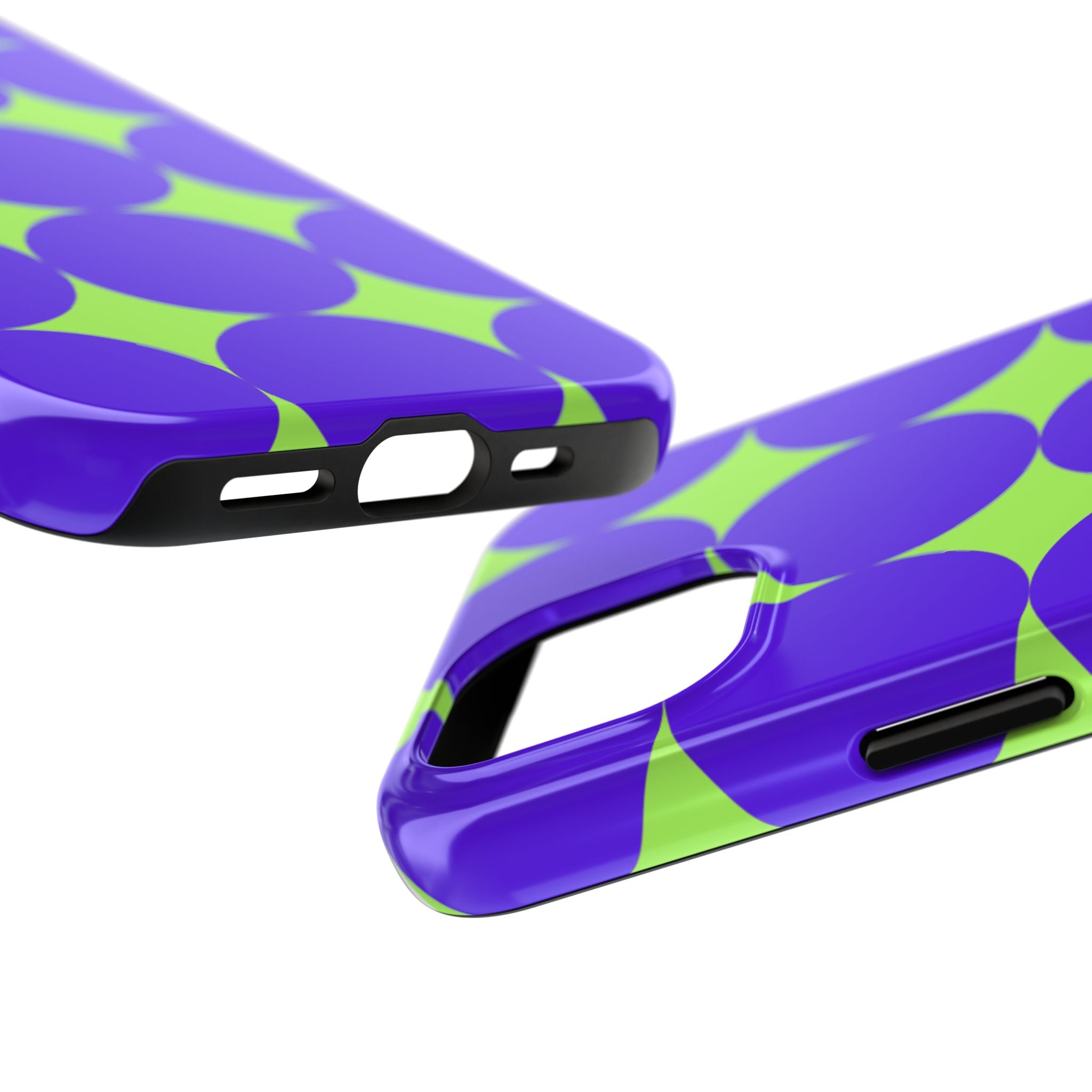 Tough Phone Case — Retro Purple & Lime Geometric Dot Design