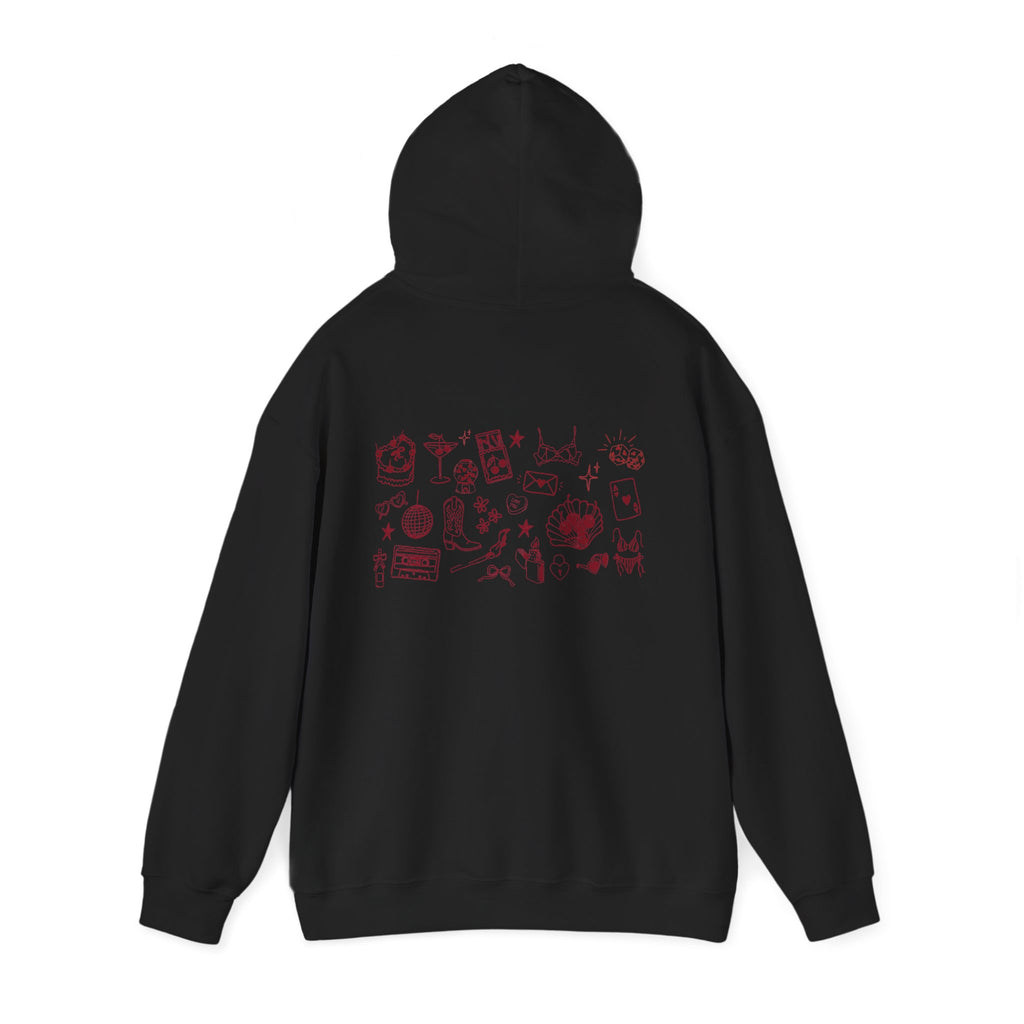 Minimalist Tarot Doodle Hoodie — Esoteric Symbols Back Print