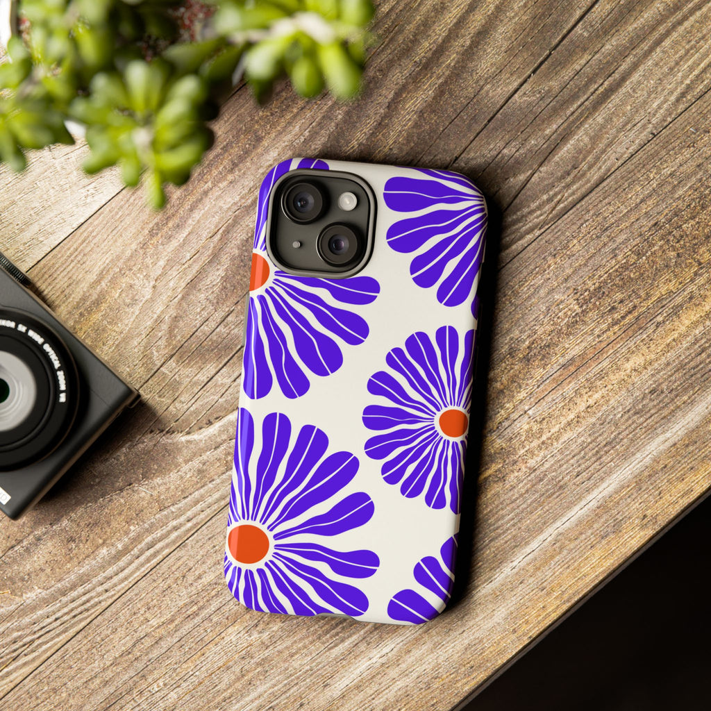 Purple Daisy Tough Phone Case — Bold Floral Protective Cover