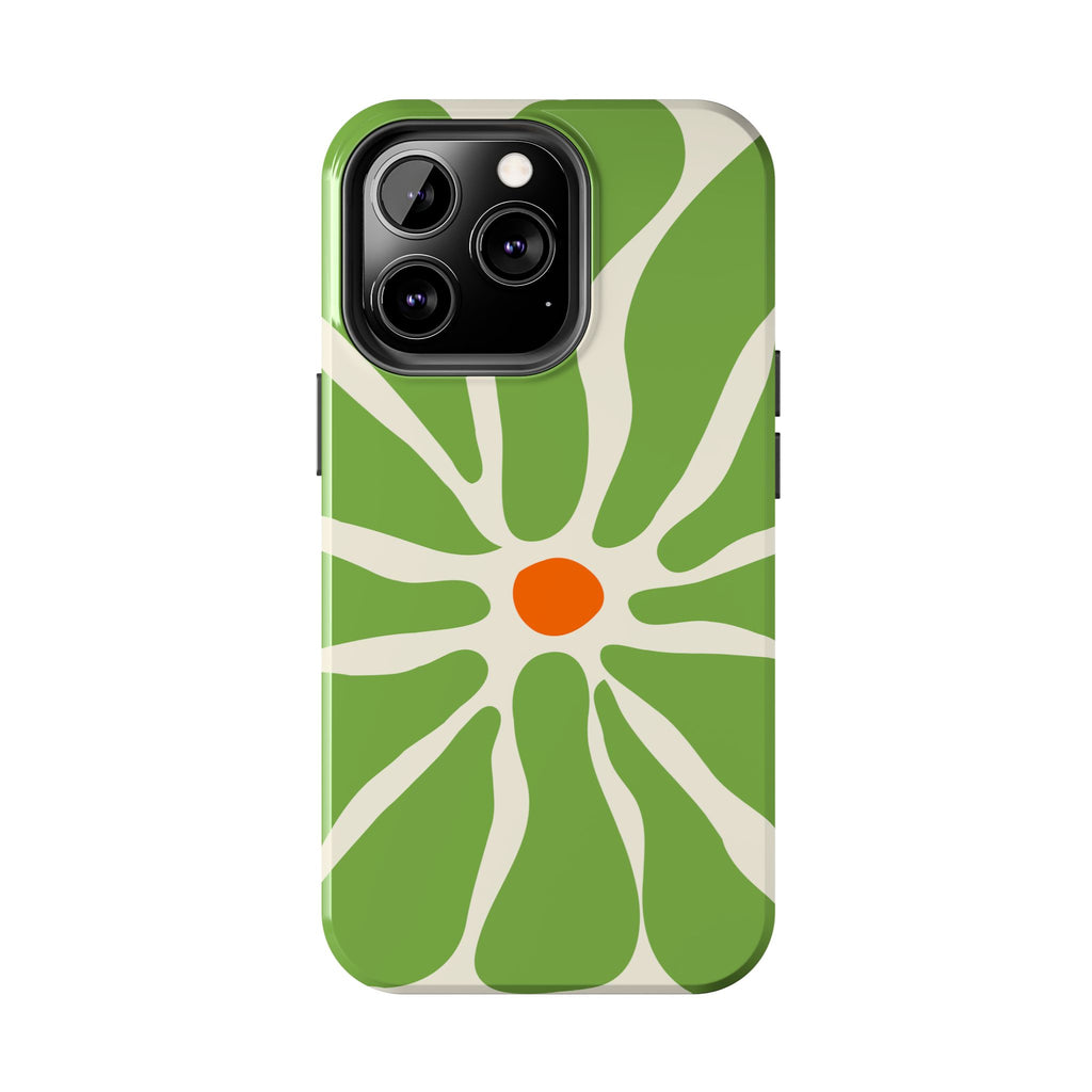 Green Daisy Tough Phone Case — Floral Protective Phone Cover