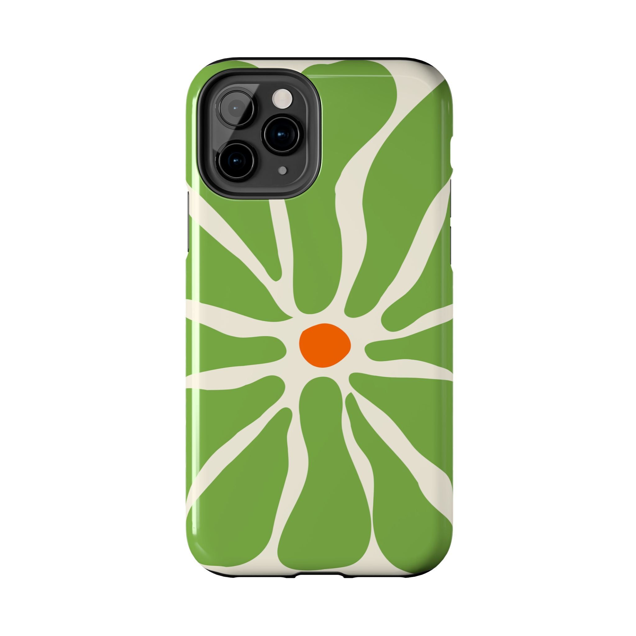 Green Daisy Tough Phone Case — Floral Protective Phone Cover
