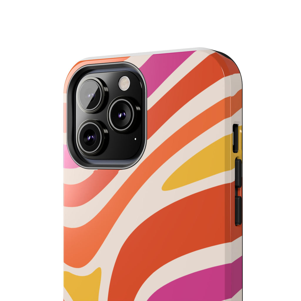 Retro Wave Tough Phone Case – Bright Abstract Orange, Pink & Yellow Protection