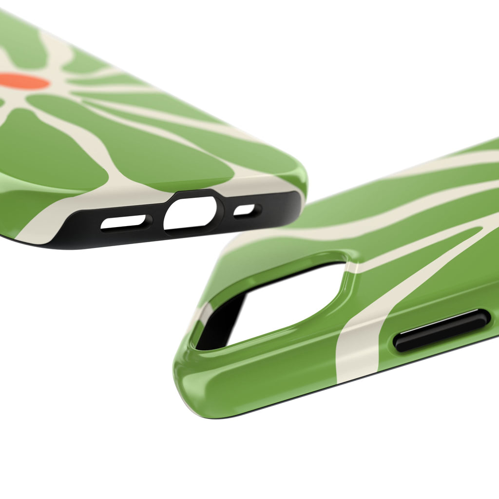 Green Daisy Tough Phone Case — Floral Protective Phone Cover
