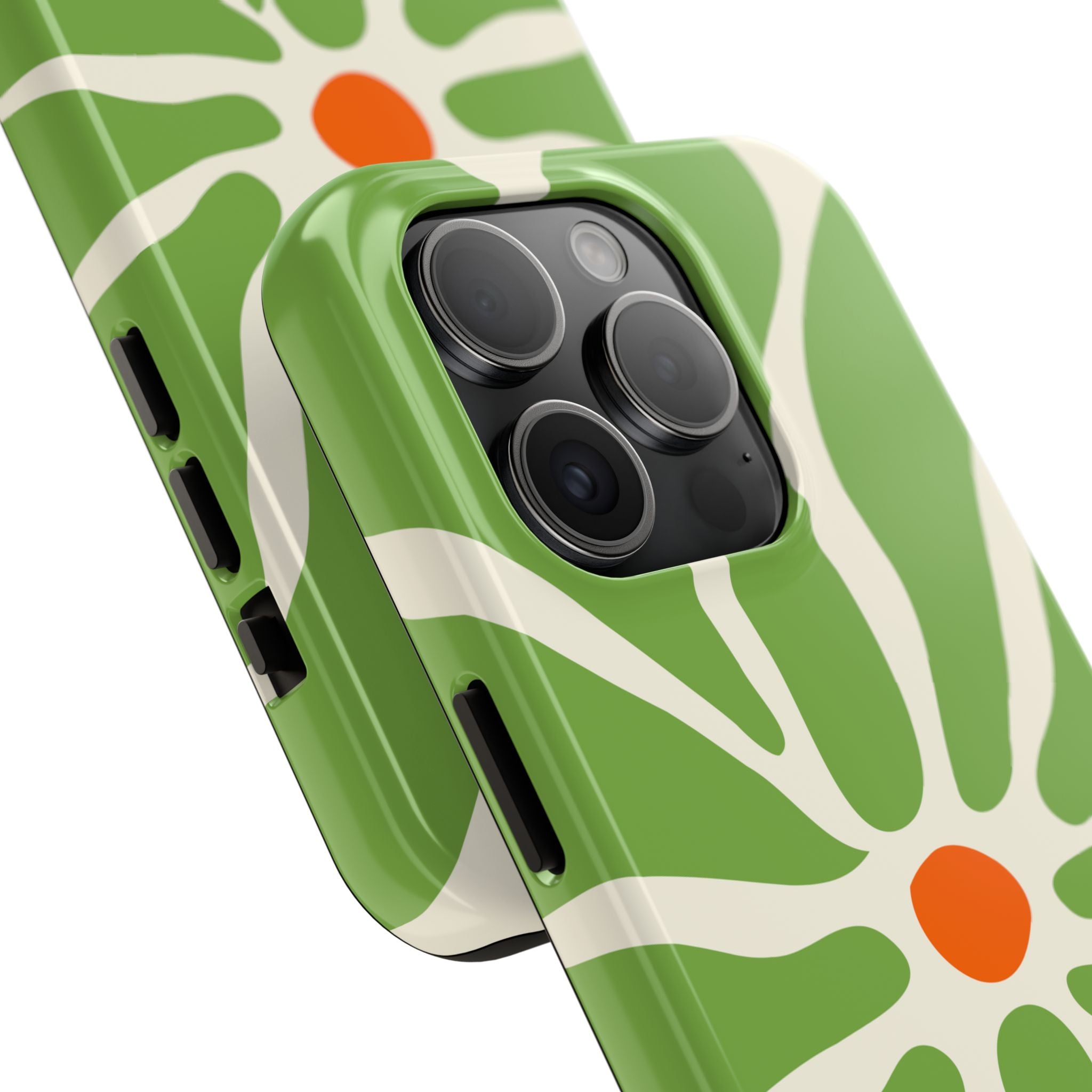 Green Daisy Tough Phone Case — Floral Protective Phone Cover