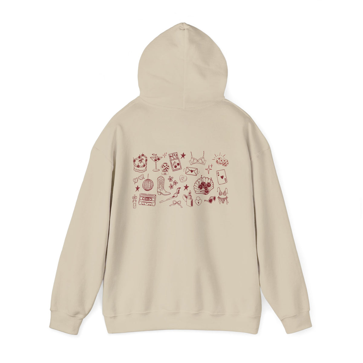 Minimalist Tarot Doodle Hoodie — Esoteric Symbols Back Print