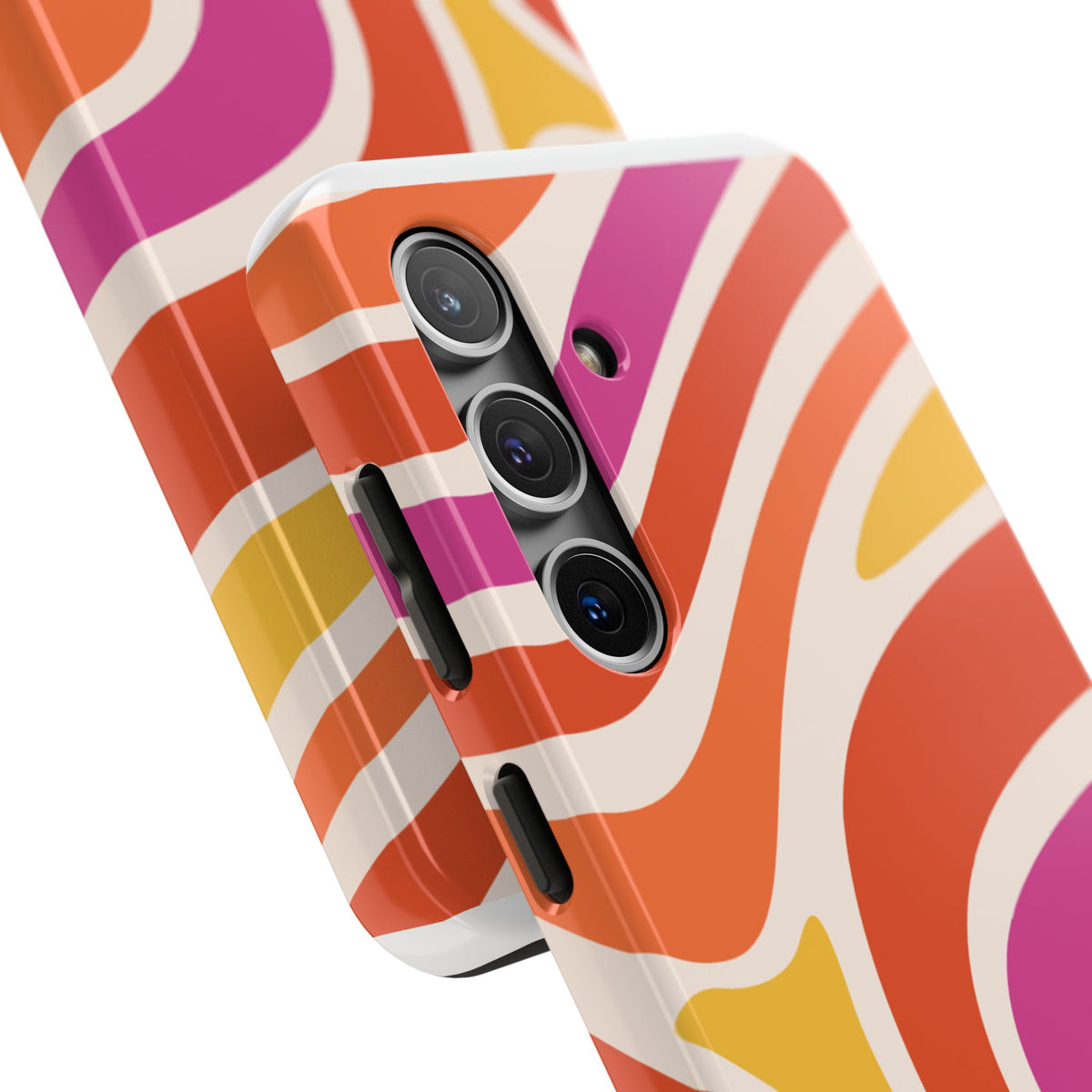 Retro Wave Tough Phone Case – Bright Abstract Orange, Pink & Yellow Protection