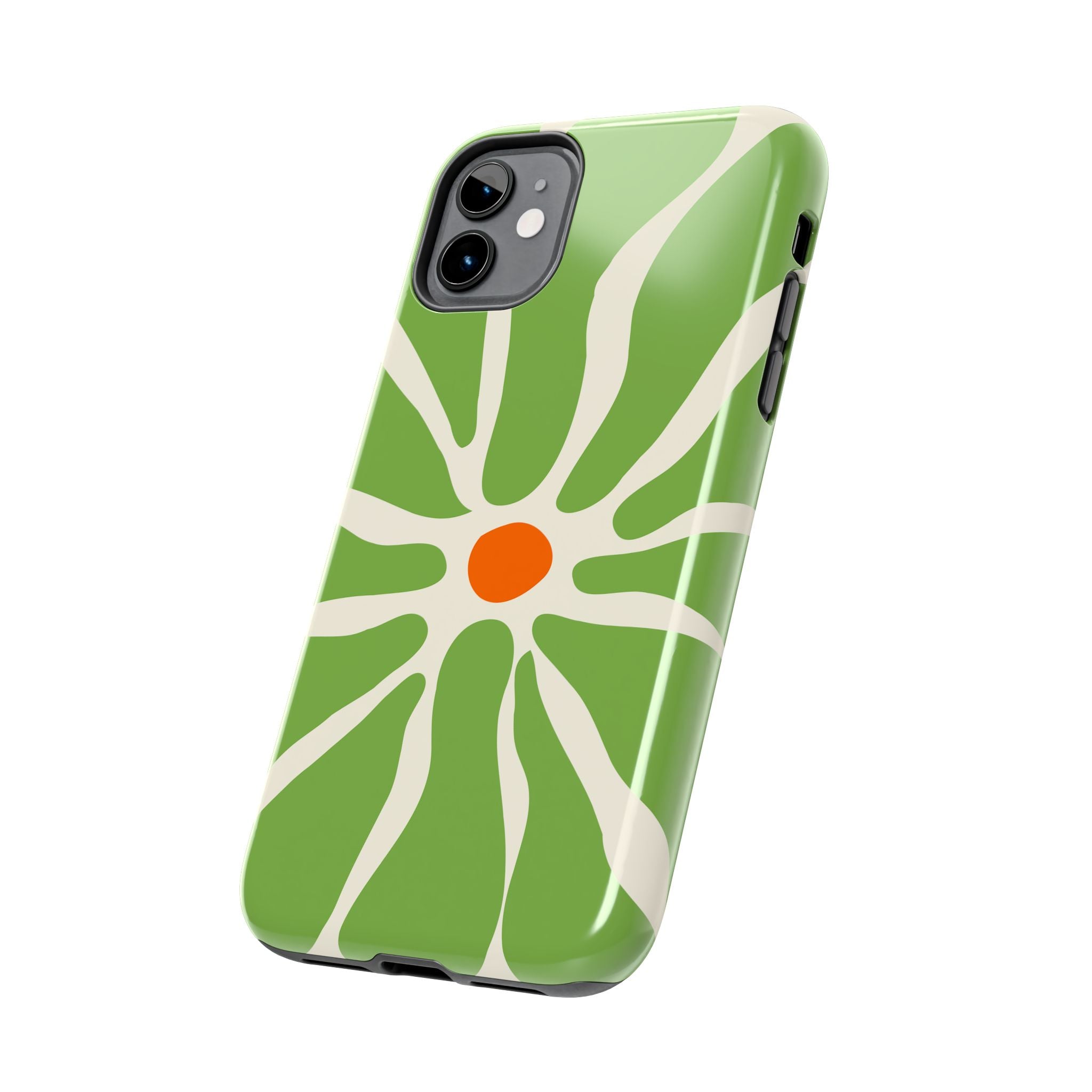 Green Daisy Tough Phone Case — Floral Protective Phone Cover