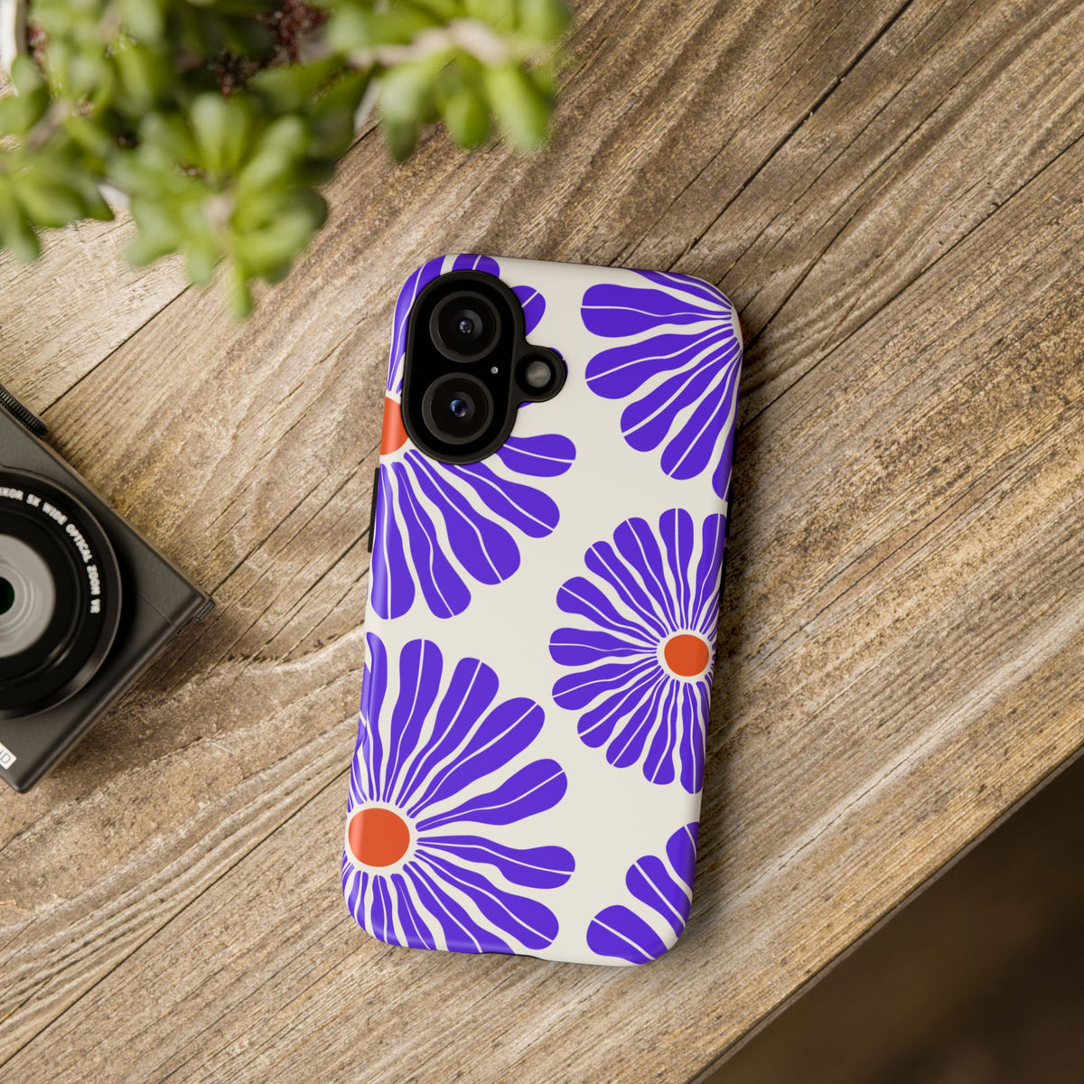 Purple Daisy Tough Phone Case — Bold Floral Protective Cover