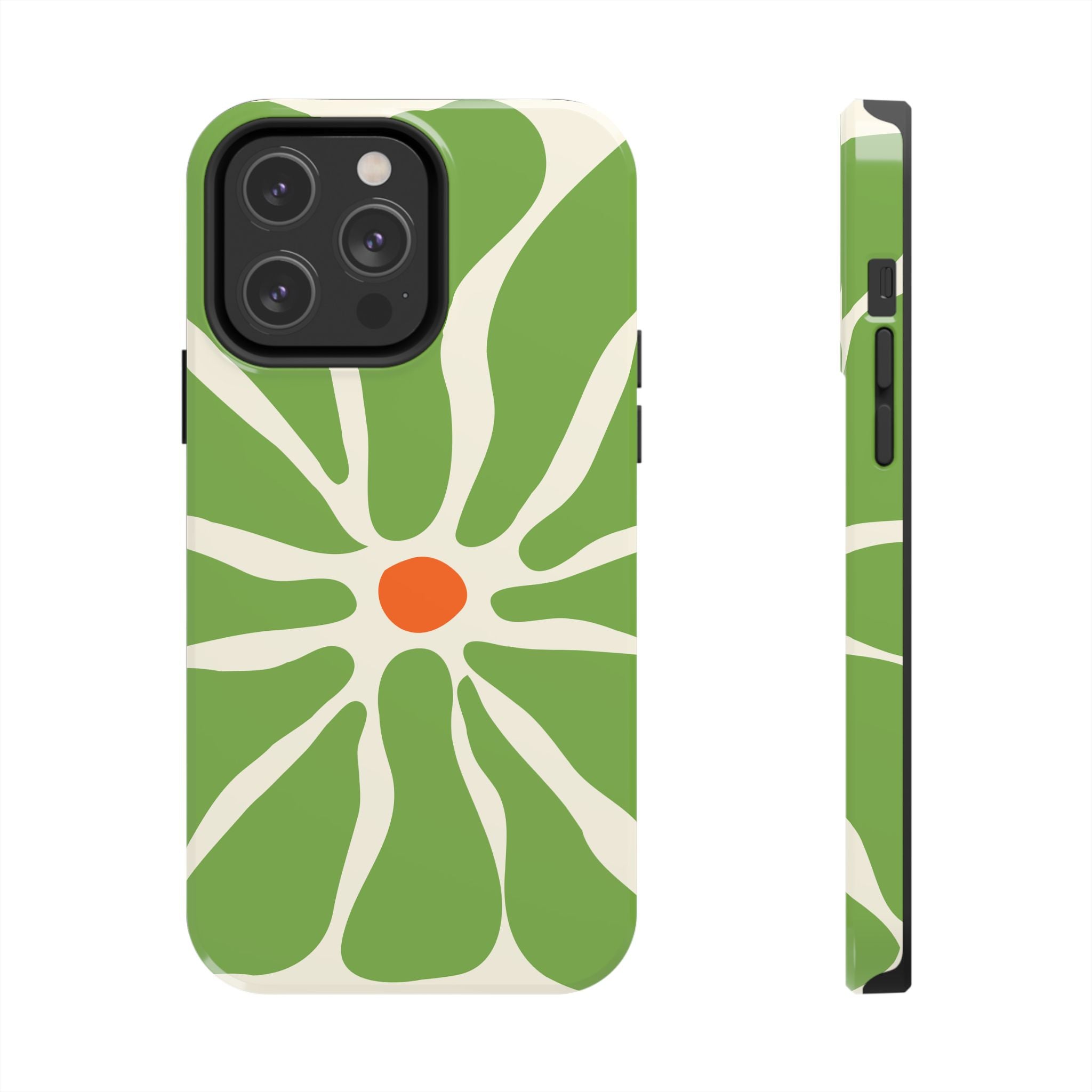Green Daisy Tough Phone Case — Floral Protective Phone Cover