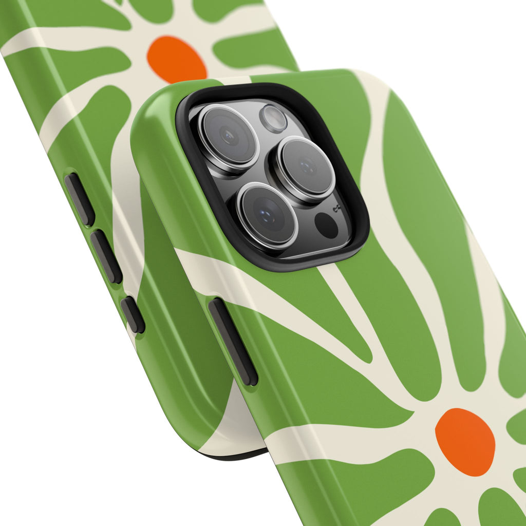 Green Daisy Tough Phone Case — Floral Protective Phone Cover
