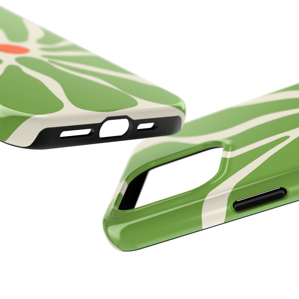 Green Daisy Tough Phone Case — Floral Protective Phone Cover
