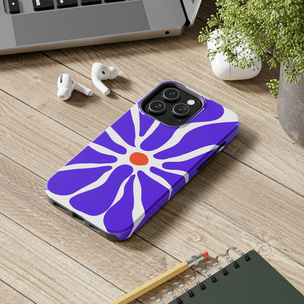 Bold Purple Daisy Tough Phone Case — Protective Floral iPhone Cover