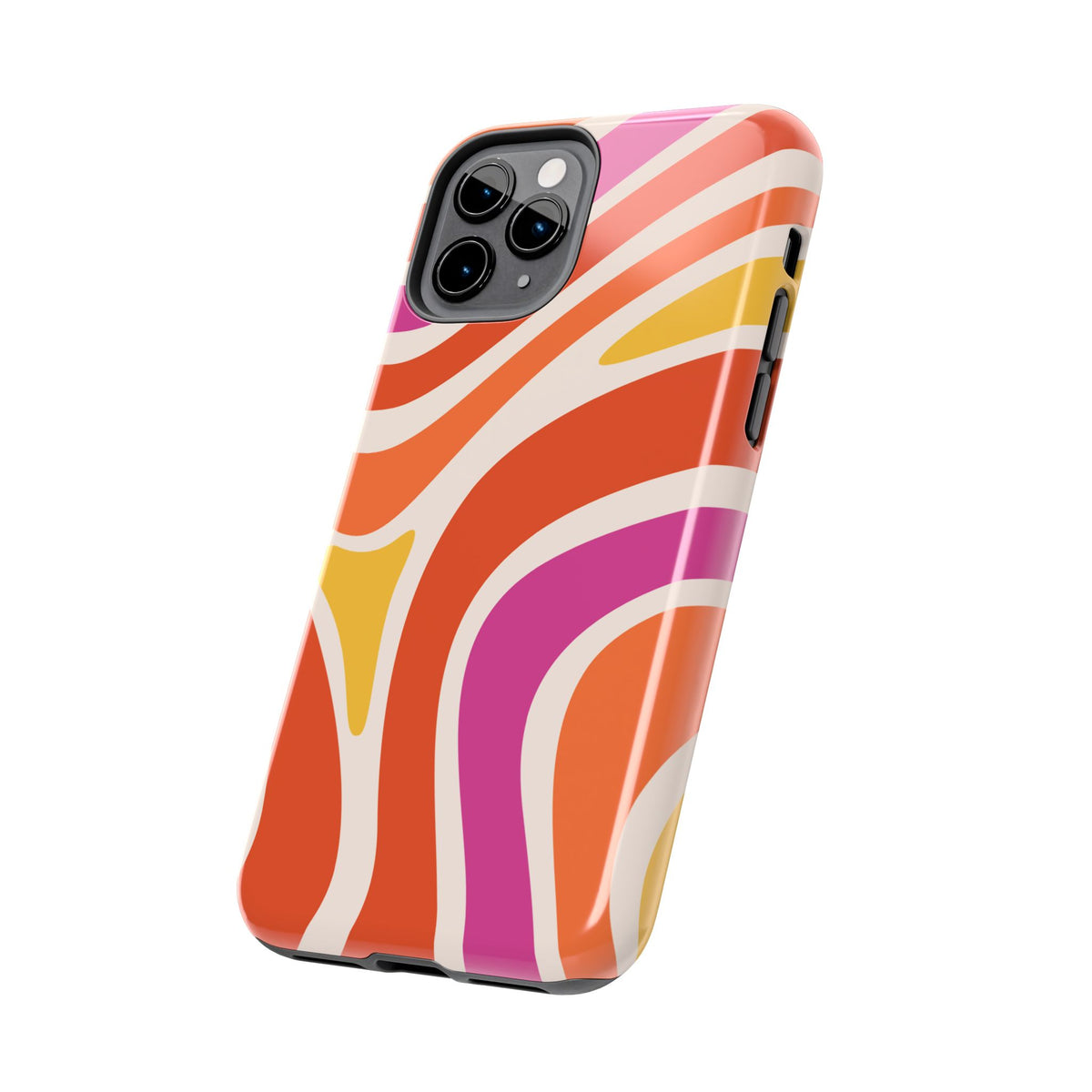 Retro Wave Tough Phone Case – Bright Abstract Orange, Pink & Yellow Protection