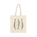 Canvas Tote Bag — Vintage Three Fish Illustration Reusable Market Tote