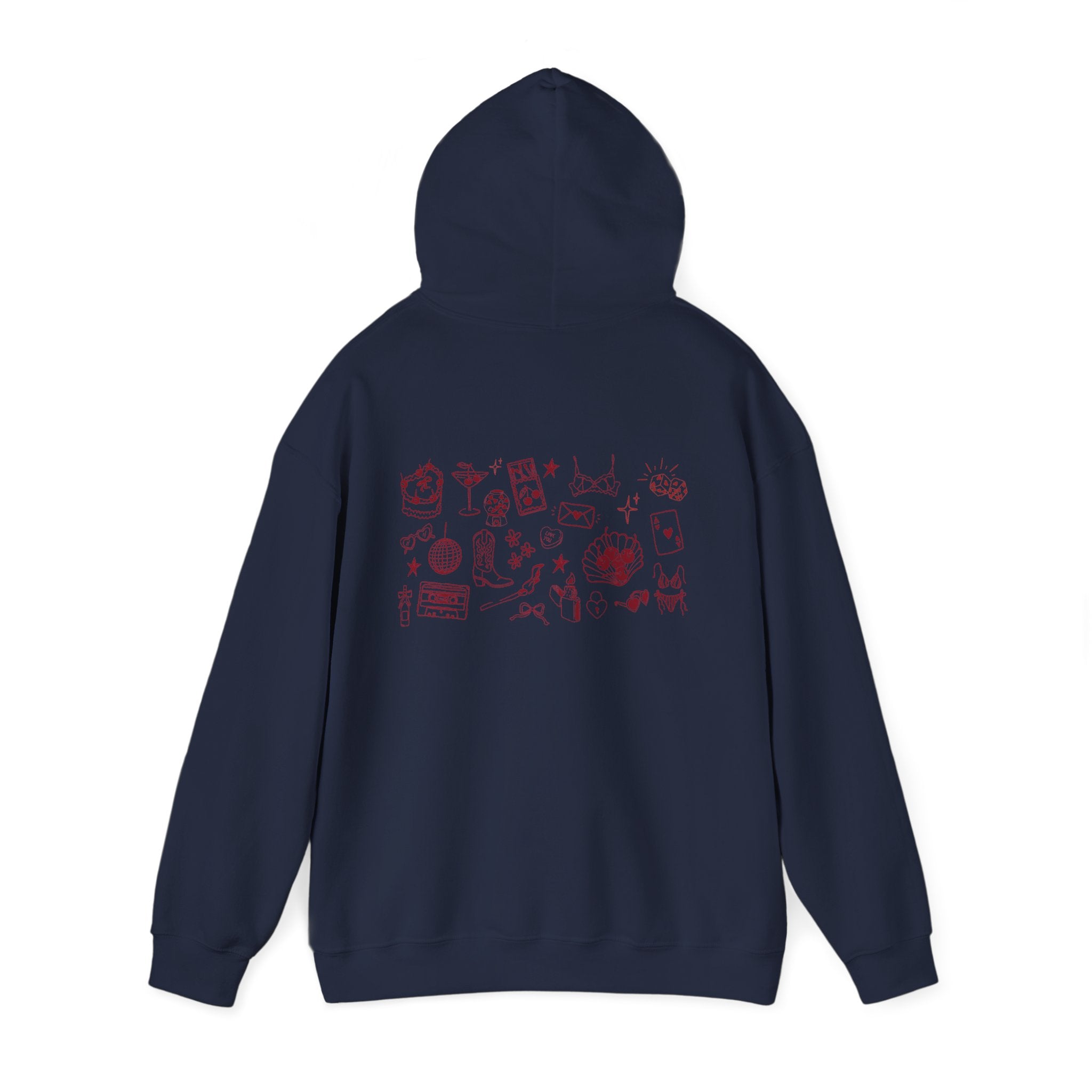 Minimalist Tarot Doodle Hoodie — Esoteric Symbols Back Print