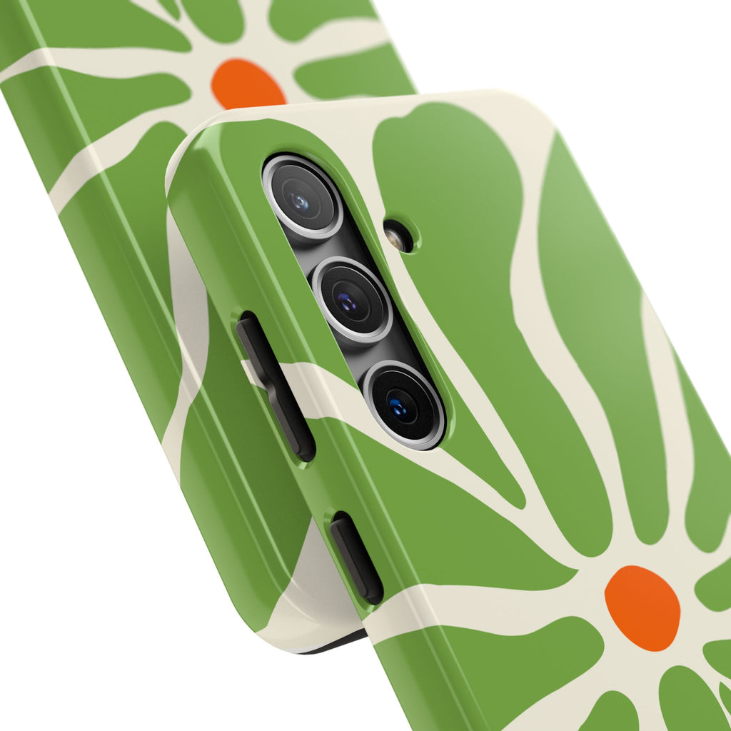 Green Daisy Tough Phone Case — Floral Protective Phone Cover