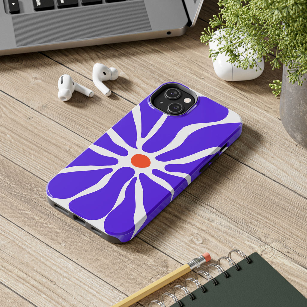 Bold Purple Daisy Tough Phone Case — Protective Floral iPhone Cover
