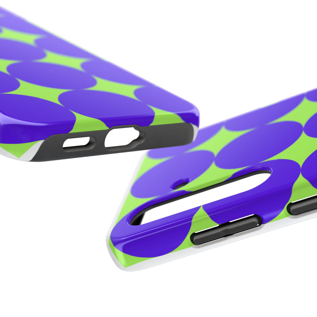 Tough Phone Case — Retro Purple & Lime Geometric Dot Design