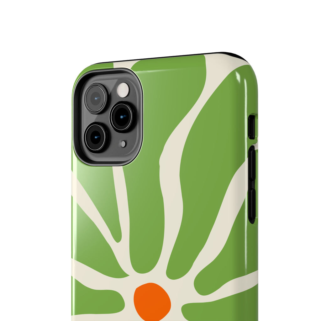 Green Daisy Tough Phone Case — Floral Protective Phone Cover