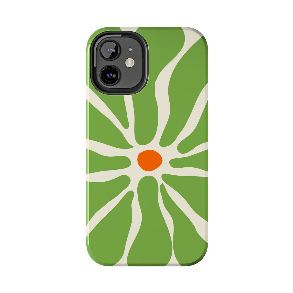 Green Daisy Tough Phone Case — Floral Protective Phone Cover