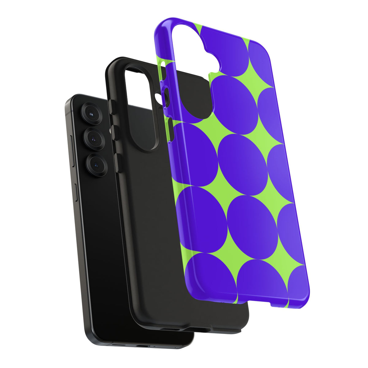 Tough Phone Case — Retro Purple & Lime Geometric Dot Design