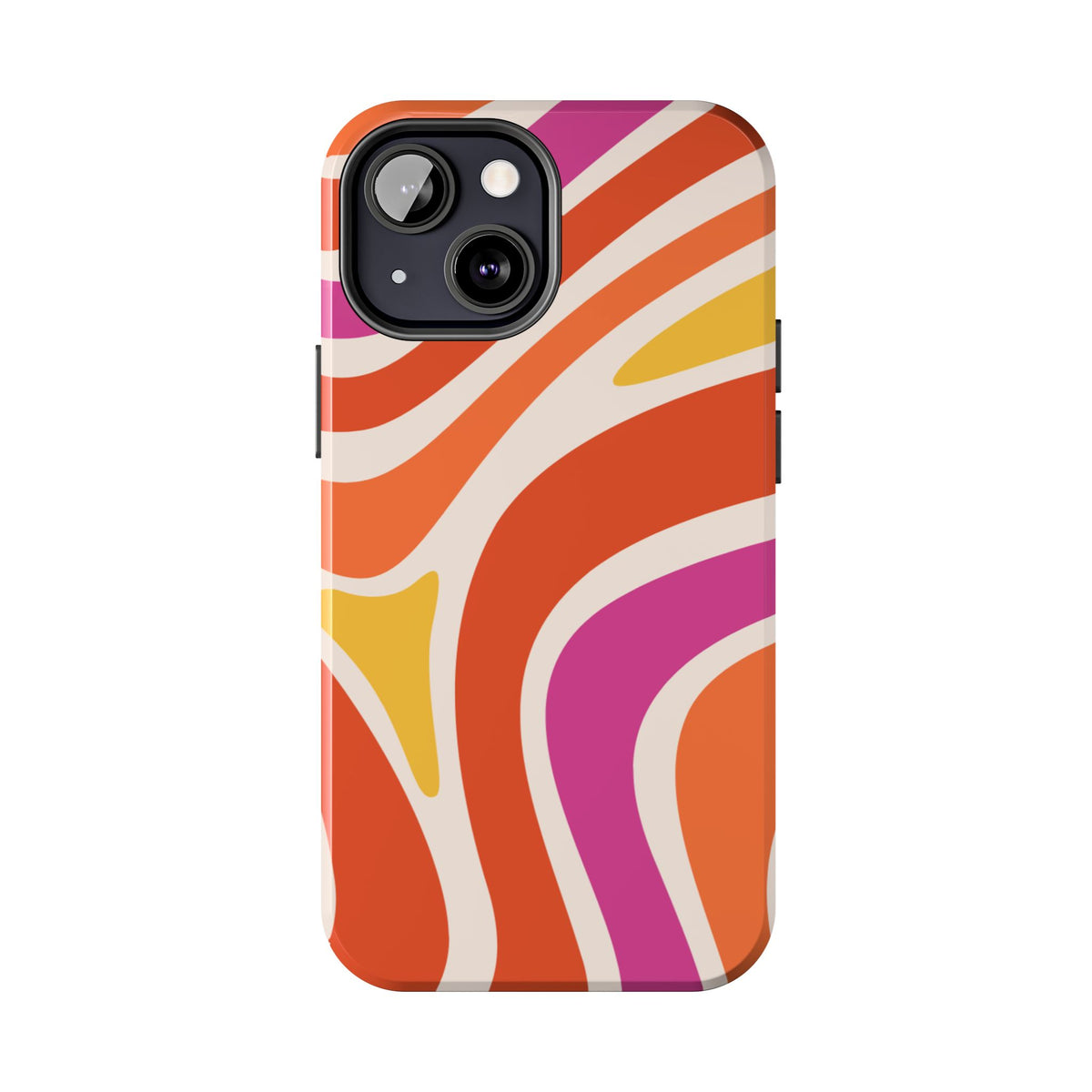 Retro Wave Tough Phone Case – Bright Abstract Orange, Pink & Yellow Protection