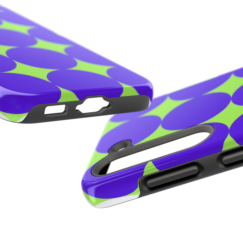 Tough Phone Case — Retro Purple & Lime Geometric Dot Design