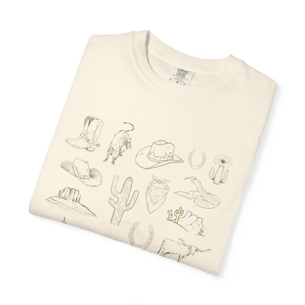 Desert Wildlife Sketch T-Shirt — Hand-Drawn Cactus & Animals Tee