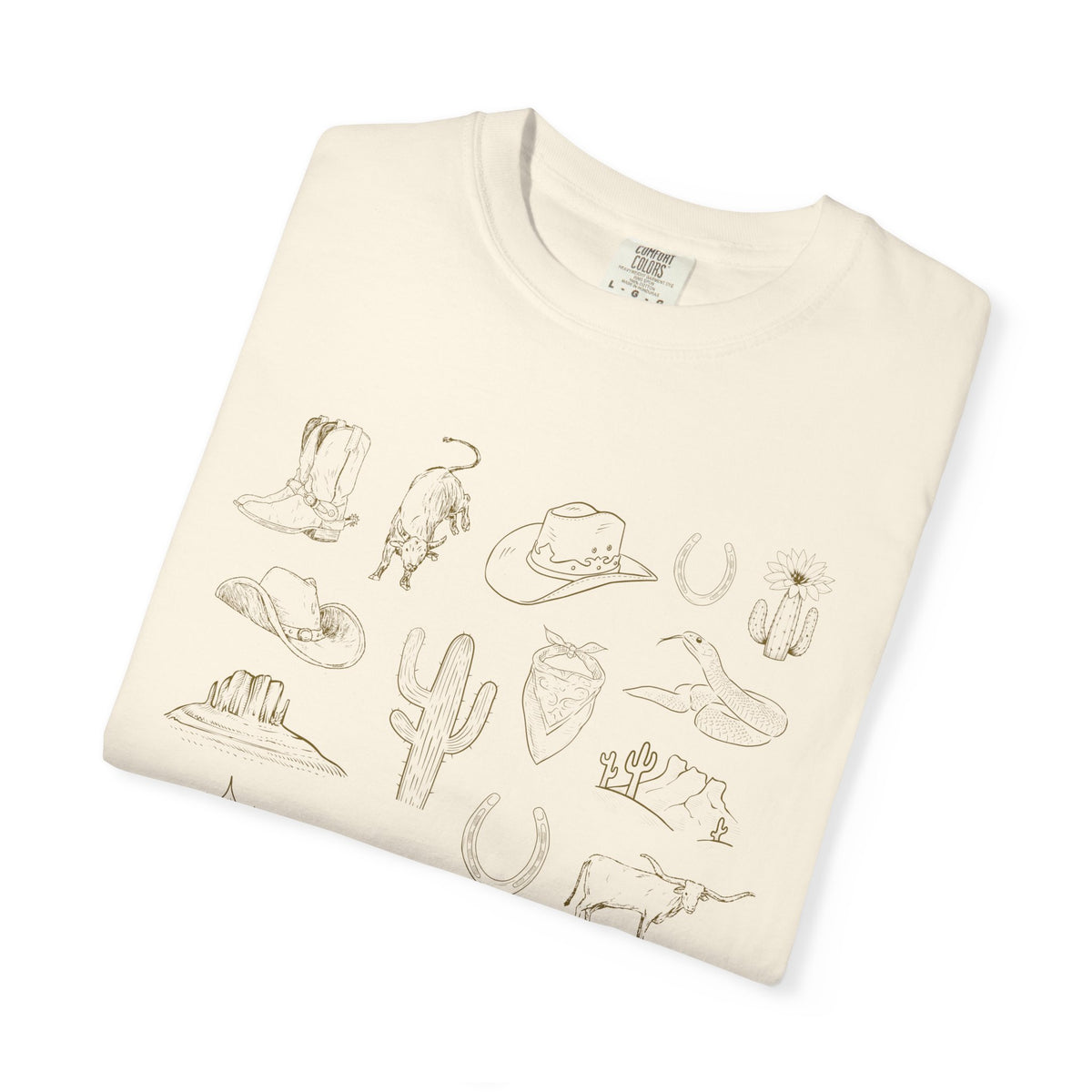 Desert Wildlife Sketch T-Shirt — Hand-Drawn Cactus & Animals Tee
