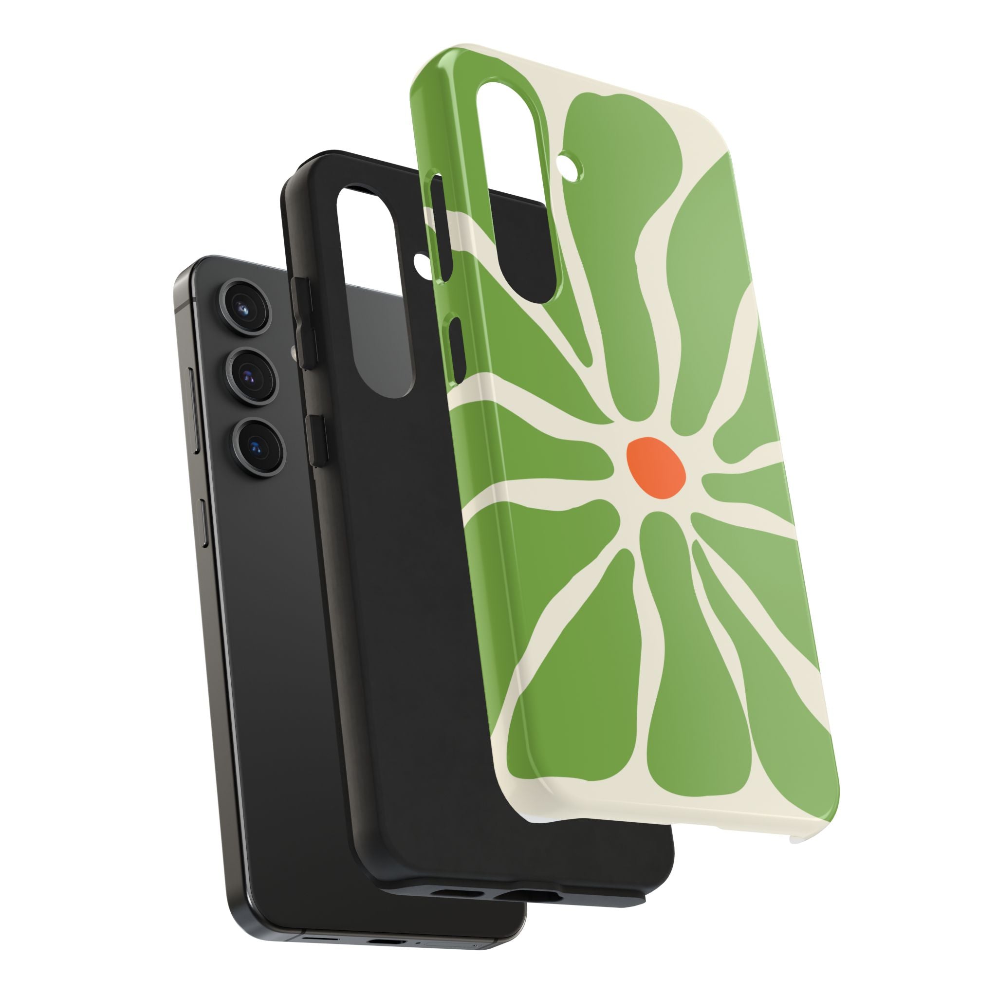Green Daisy Tough Phone Case — Floral Protective Phone Cover