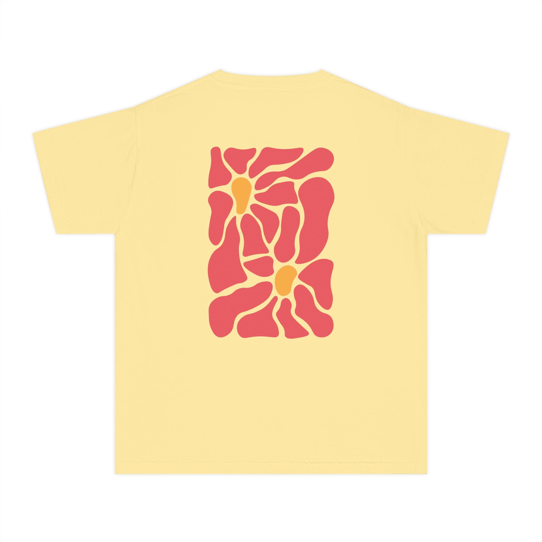 Youth Tee — Retro Floral Graphic Kids' T-Shirt, Blue & Red Flower Design