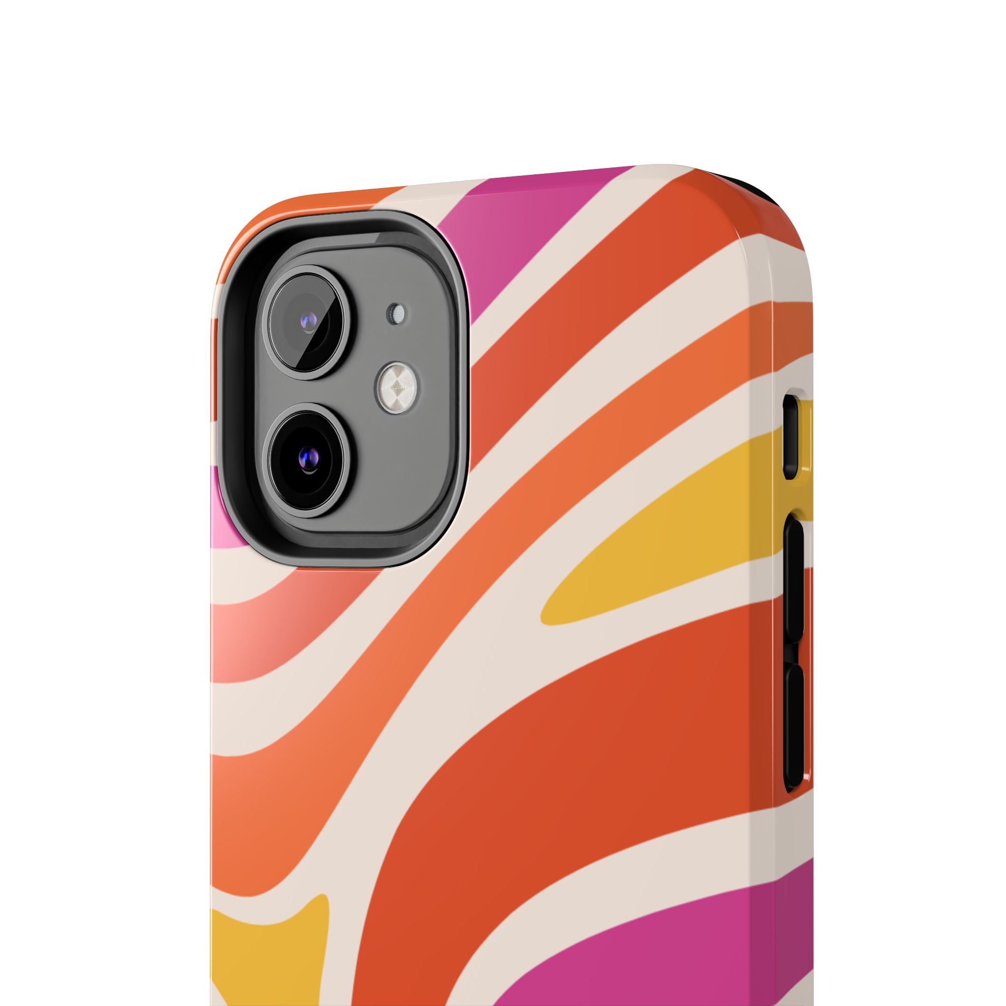 Retro Wave Tough Phone Case – Bright Abstract Orange, Pink & Yellow Protection