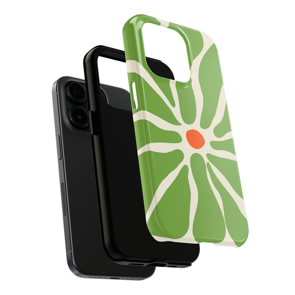 Green Daisy Tough Phone Case — Floral Protective Phone Cover