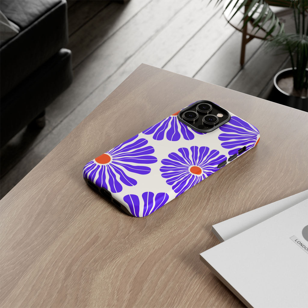 Purple Daisy Tough Phone Case — Bold Floral Protective Cover