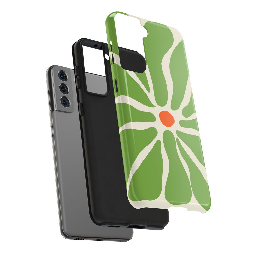 Green Daisy Tough Phone Case — Floral Protective Phone Cover