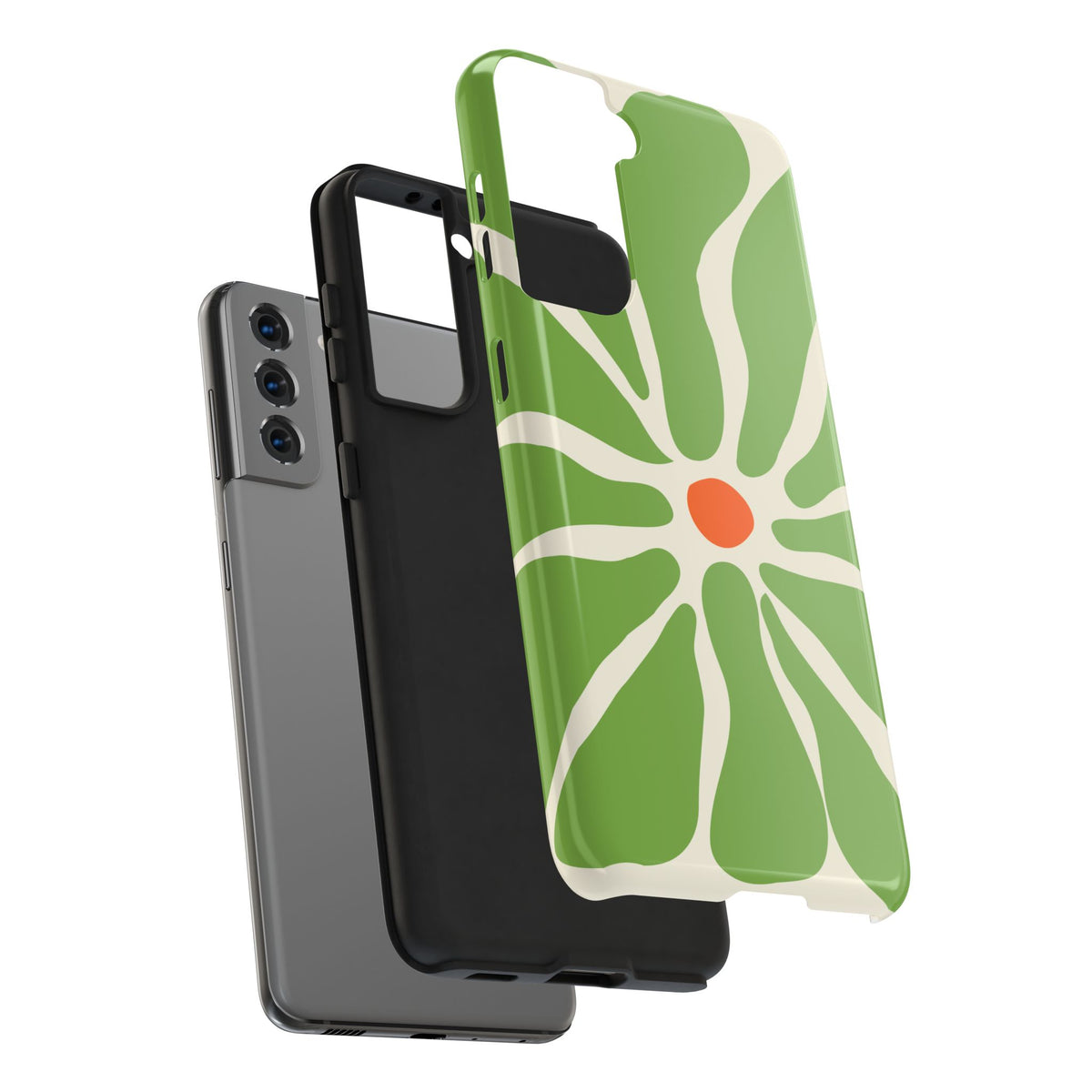 Green Daisy Tough Phone Case — Floral Protective Phone Cover