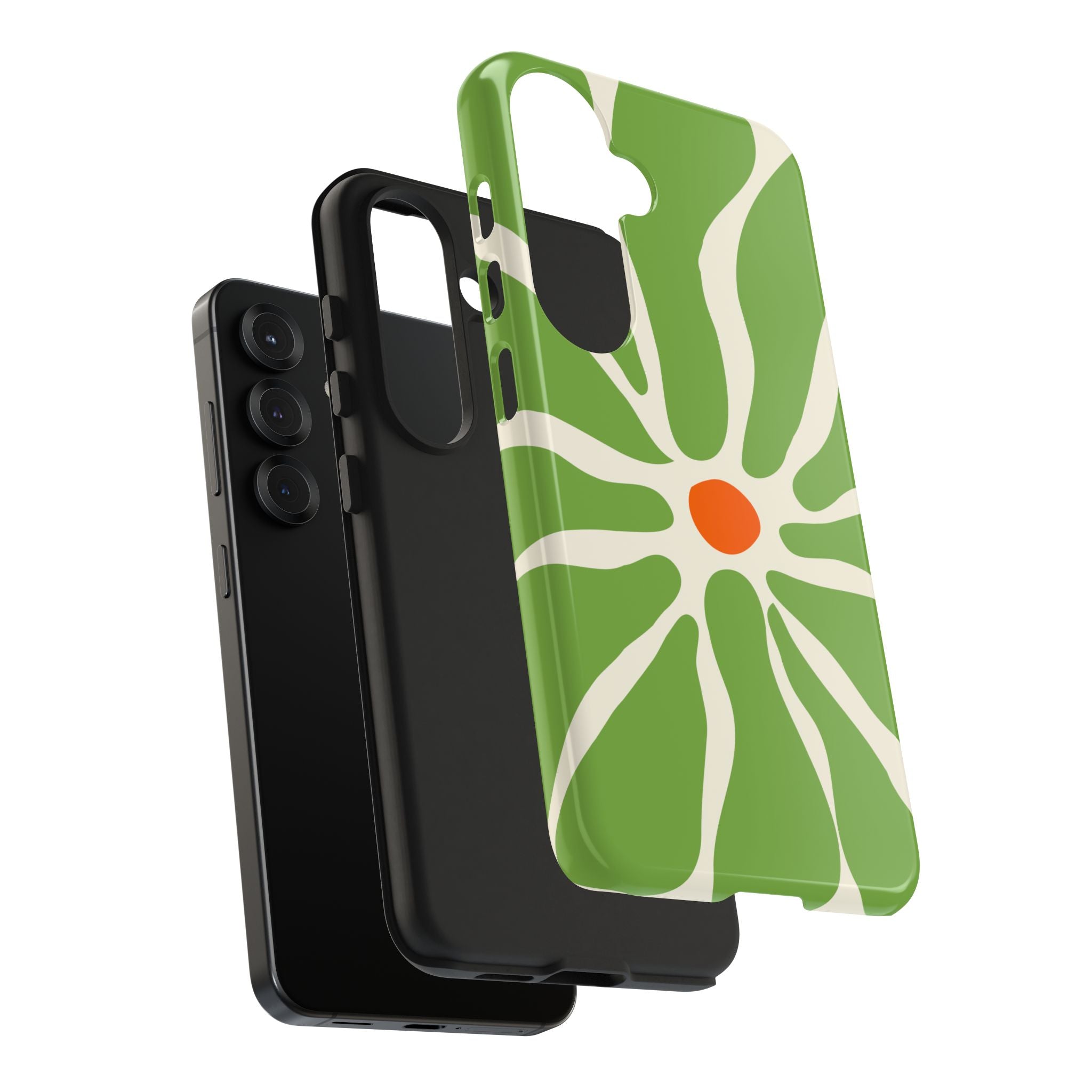 Green Daisy Tough Phone Case — Floral Protective Phone Cover
