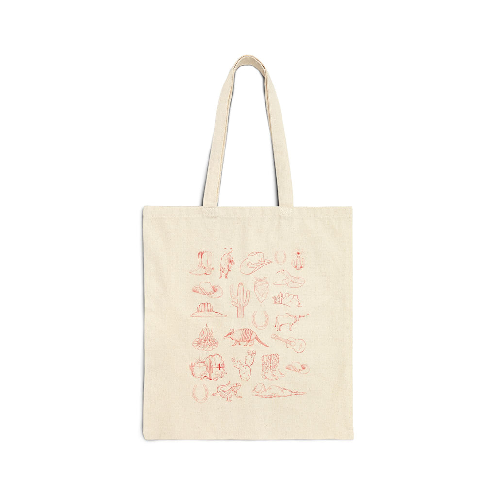 Vintage Botanical Canvas Tote Bag — Soft Pink Flora Illustrations