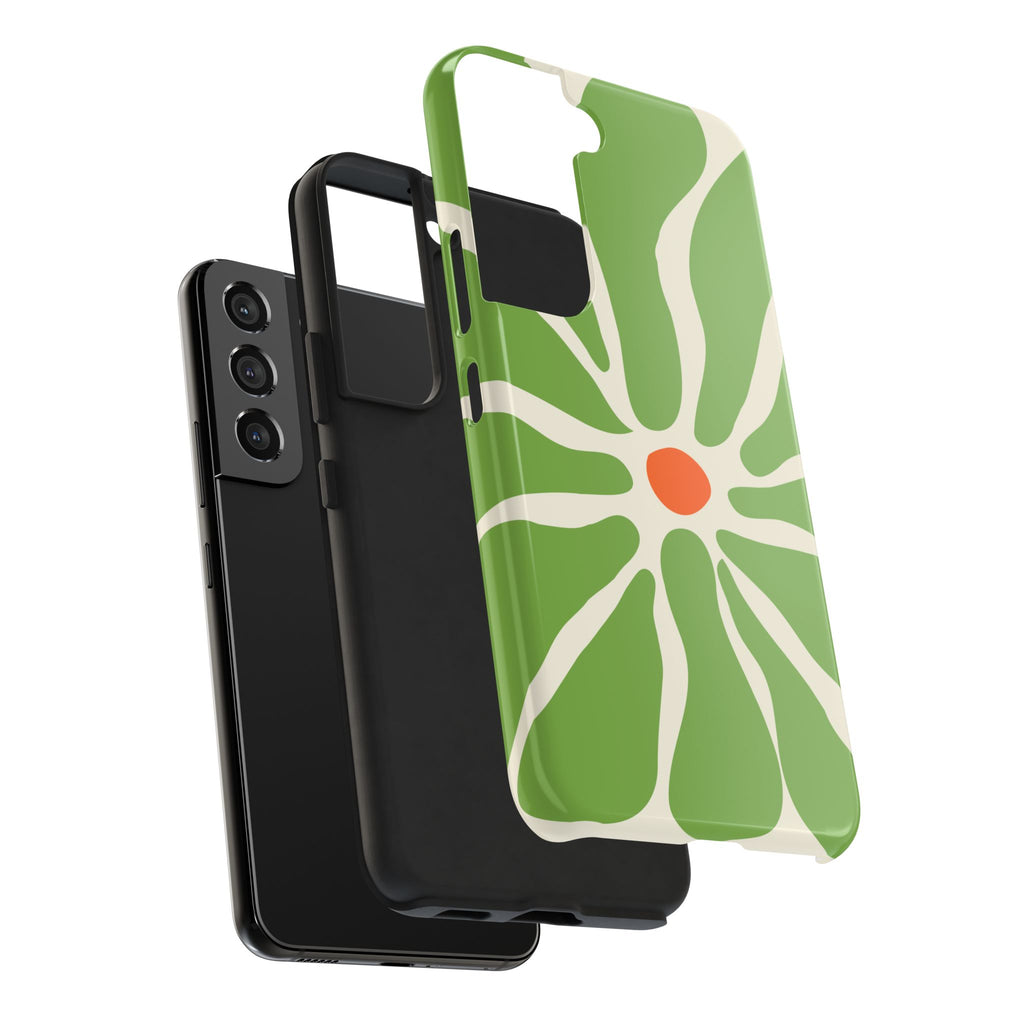 Green Daisy Tough Phone Case — Floral Protective Phone Cover