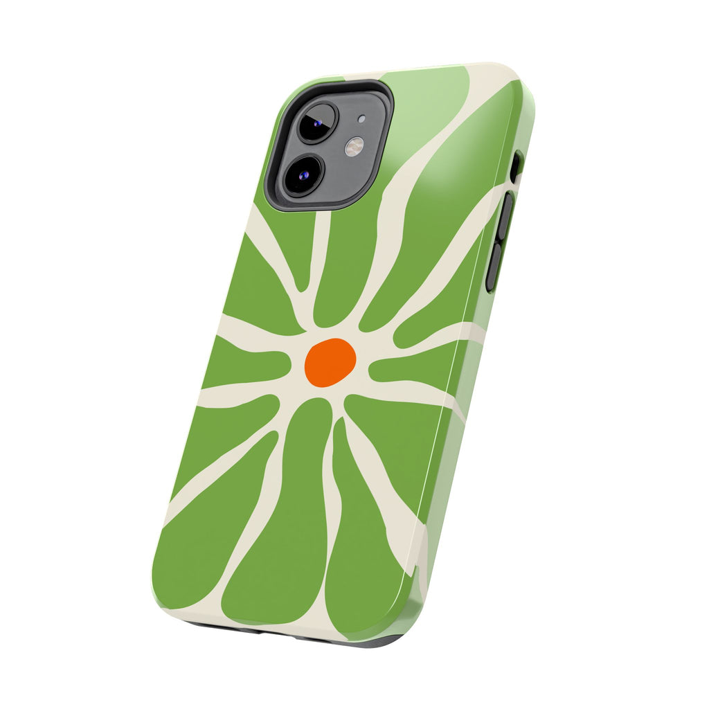 Green Daisy Tough Phone Case — Floral Protective Phone Cover