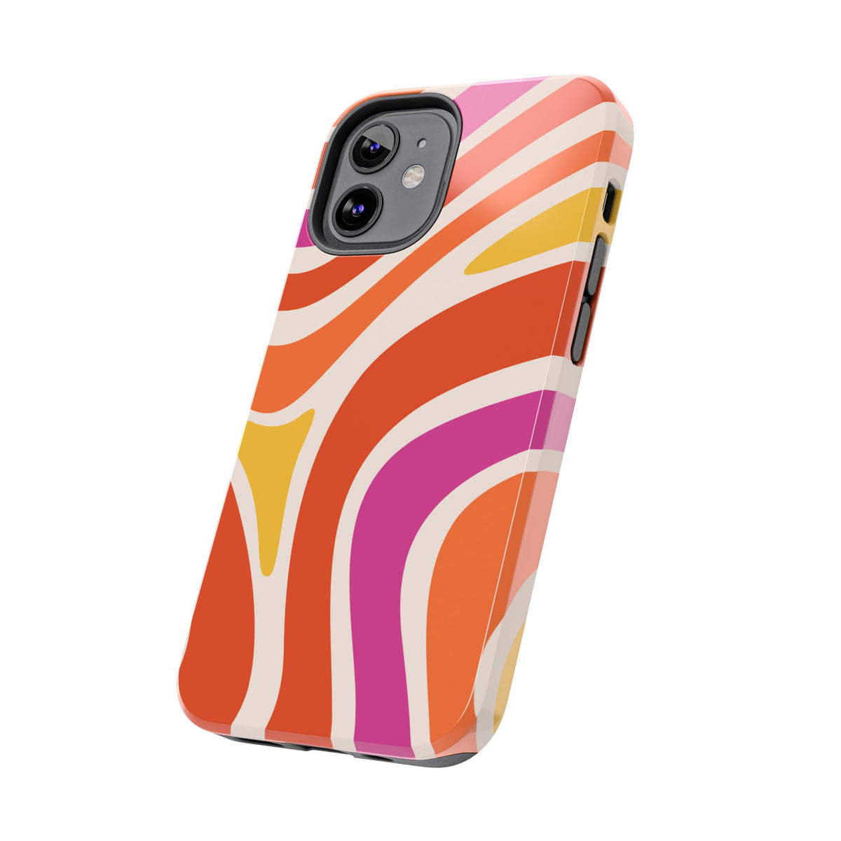 Retro Wave Tough Phone Case – Bright Abstract Orange, Pink & Yellow Protection