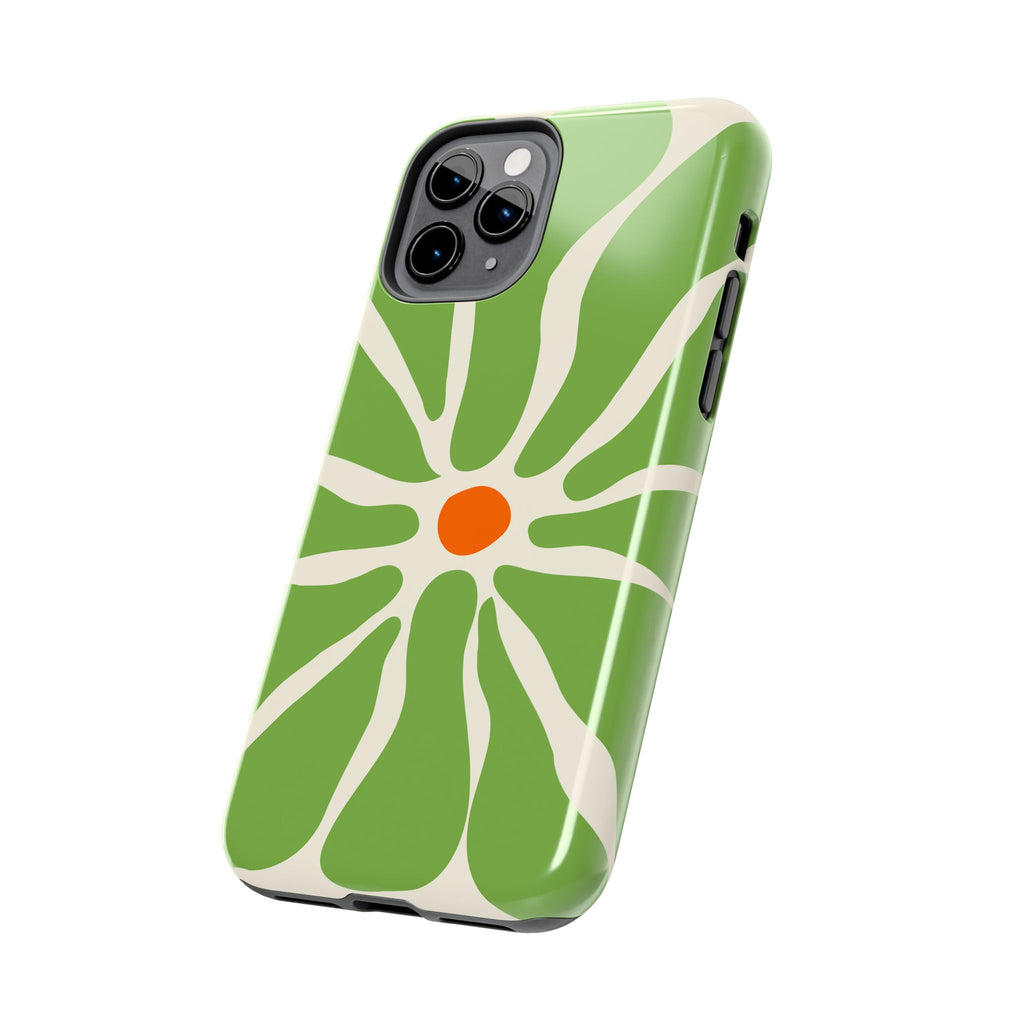 Green Daisy Tough Phone Case — Floral Protective Phone Cover