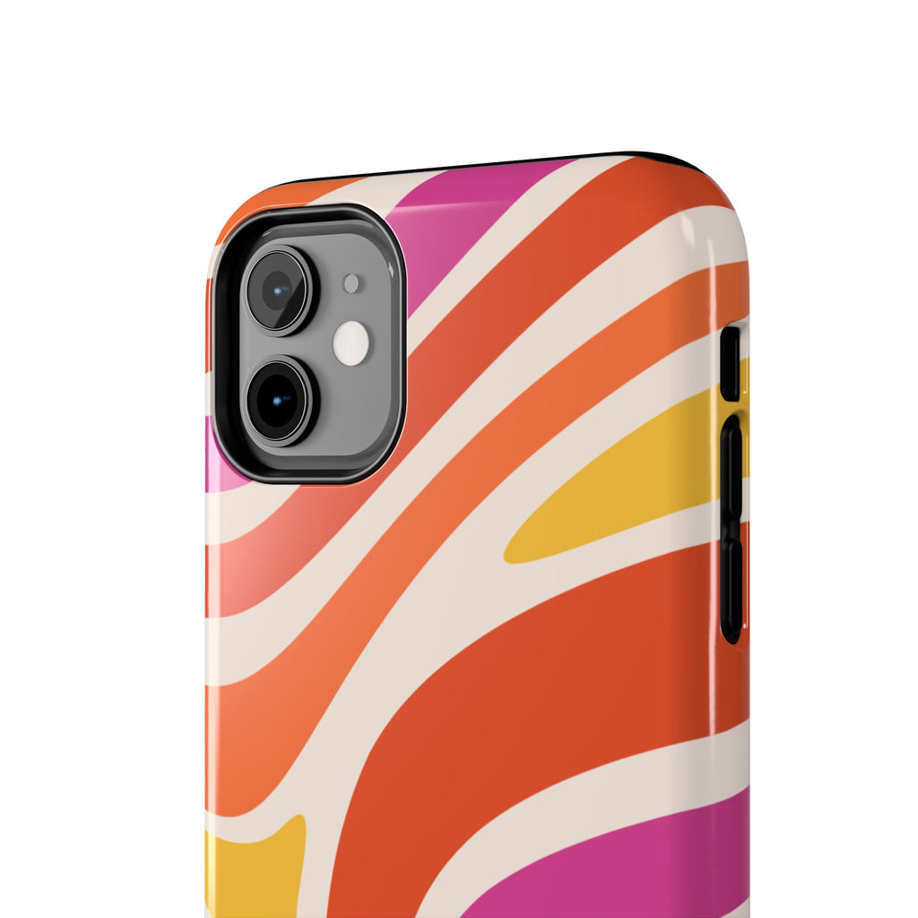 Retro Wave Tough Phone Case – Bright Abstract Orange, Pink & Yellow Protection