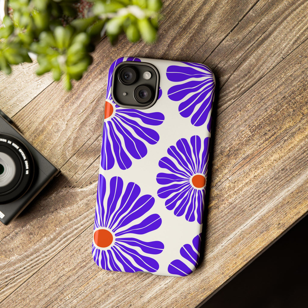 Purple Daisy Tough Phone Case — Bold Floral Protective Cover