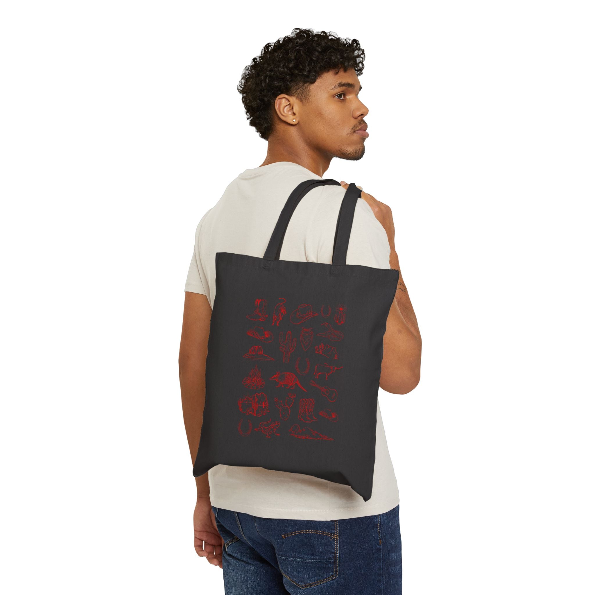 Vintage Botanical Canvas Tote Bag — Soft Pink Flora Illustrations