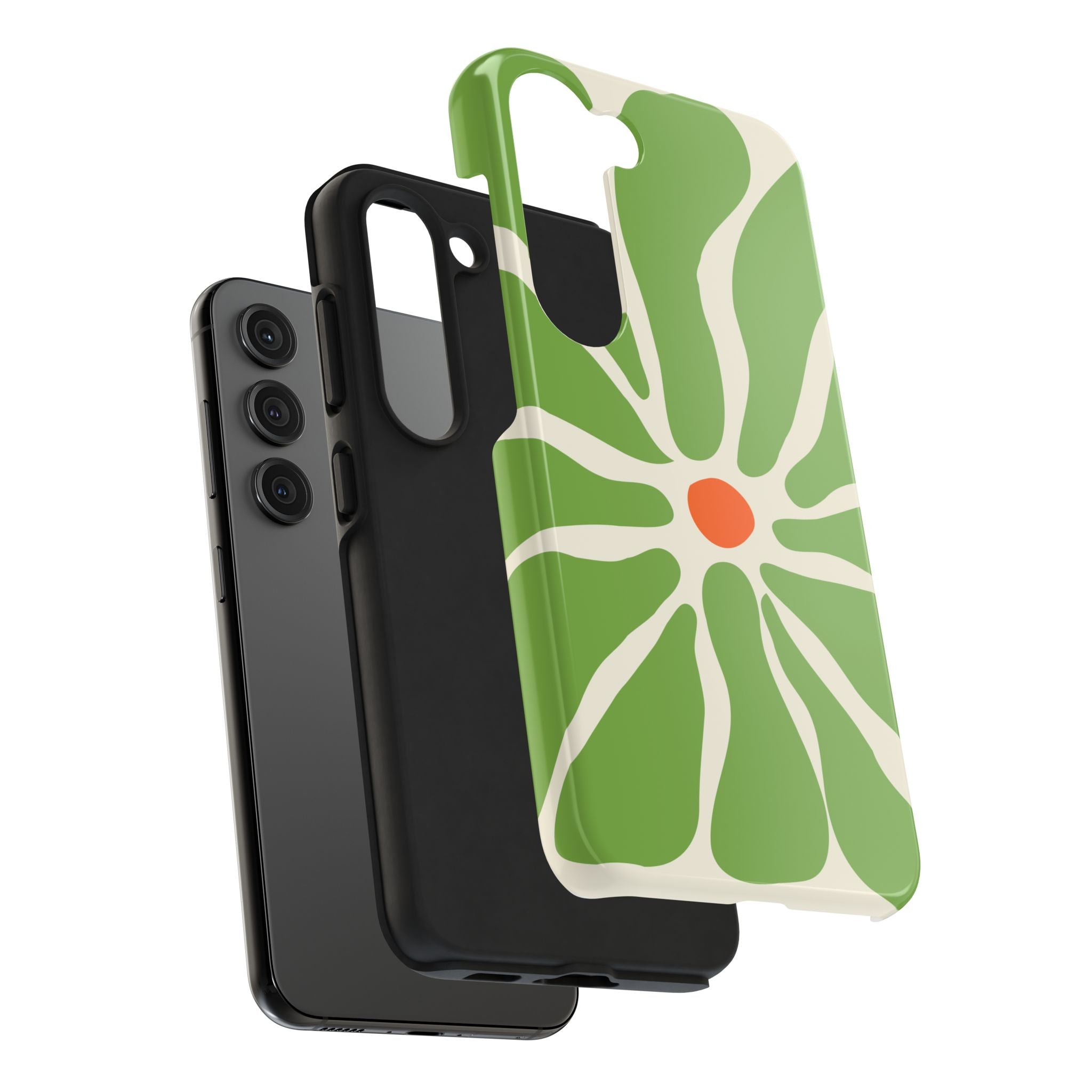 Green Daisy Tough Phone Case — Floral Protective Phone Cover