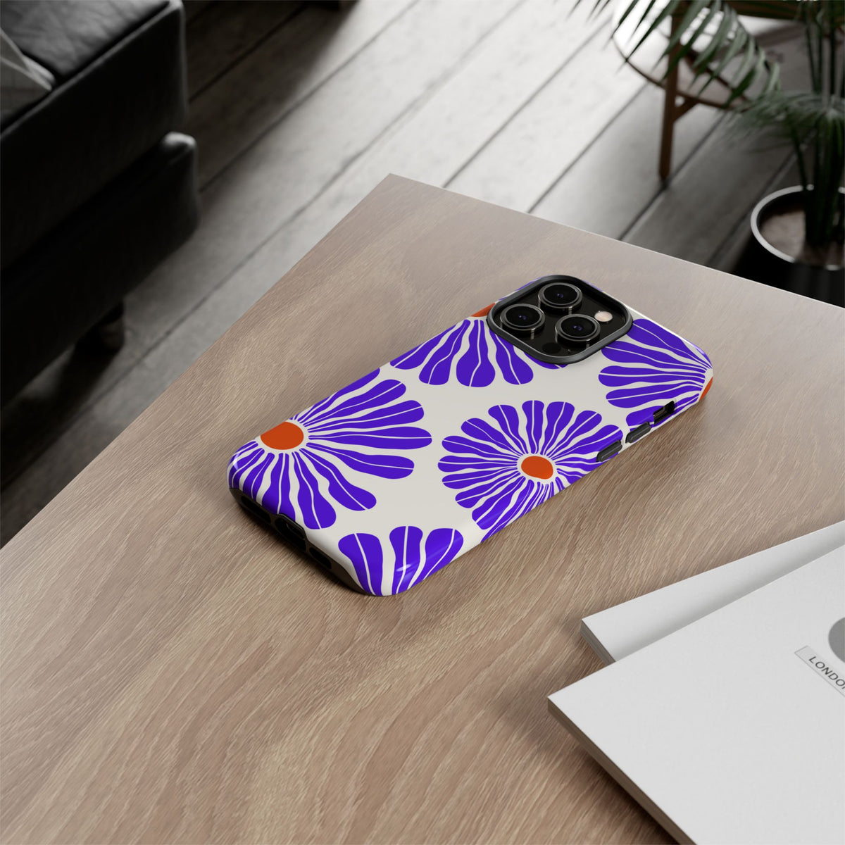Purple Daisy Tough Phone Case — Bold Floral Protective Cover