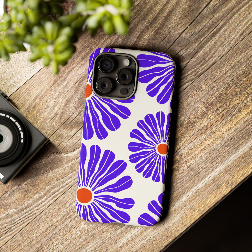 Purple Daisy Tough Phone Case — Bold Floral Protective Cover